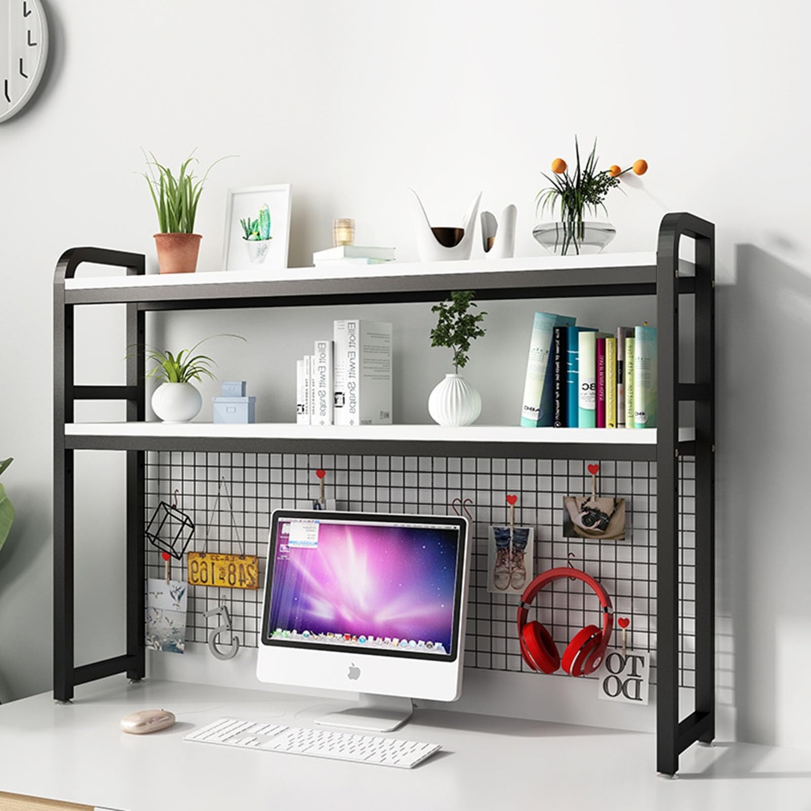 グレー 2段 ディスプレイ台 24×90×48H 多目的 ラック 固定具なし｜家具 