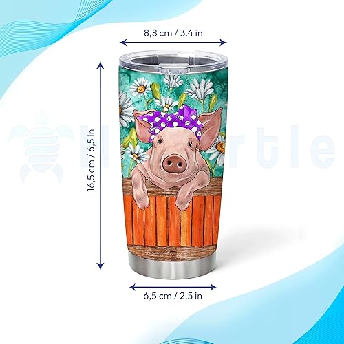 Miniatura 9 de Hyturtle Regalos personalizados para los amantes de los cerdos, vaso de acero inoxidable con nombre grabado de cerdos, 20 onzas con tapa, idea de