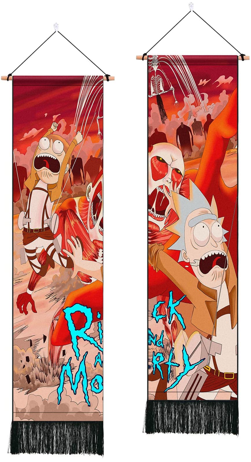 ARTCREATOR2 Pack Anime Tapestry Wall Hanging Art Cool Trippy Tapestry Aesthetic Teen Girl And Boy Anime Poster Wall Tapestries for Room Decor (12.8 x 51.2 inches)