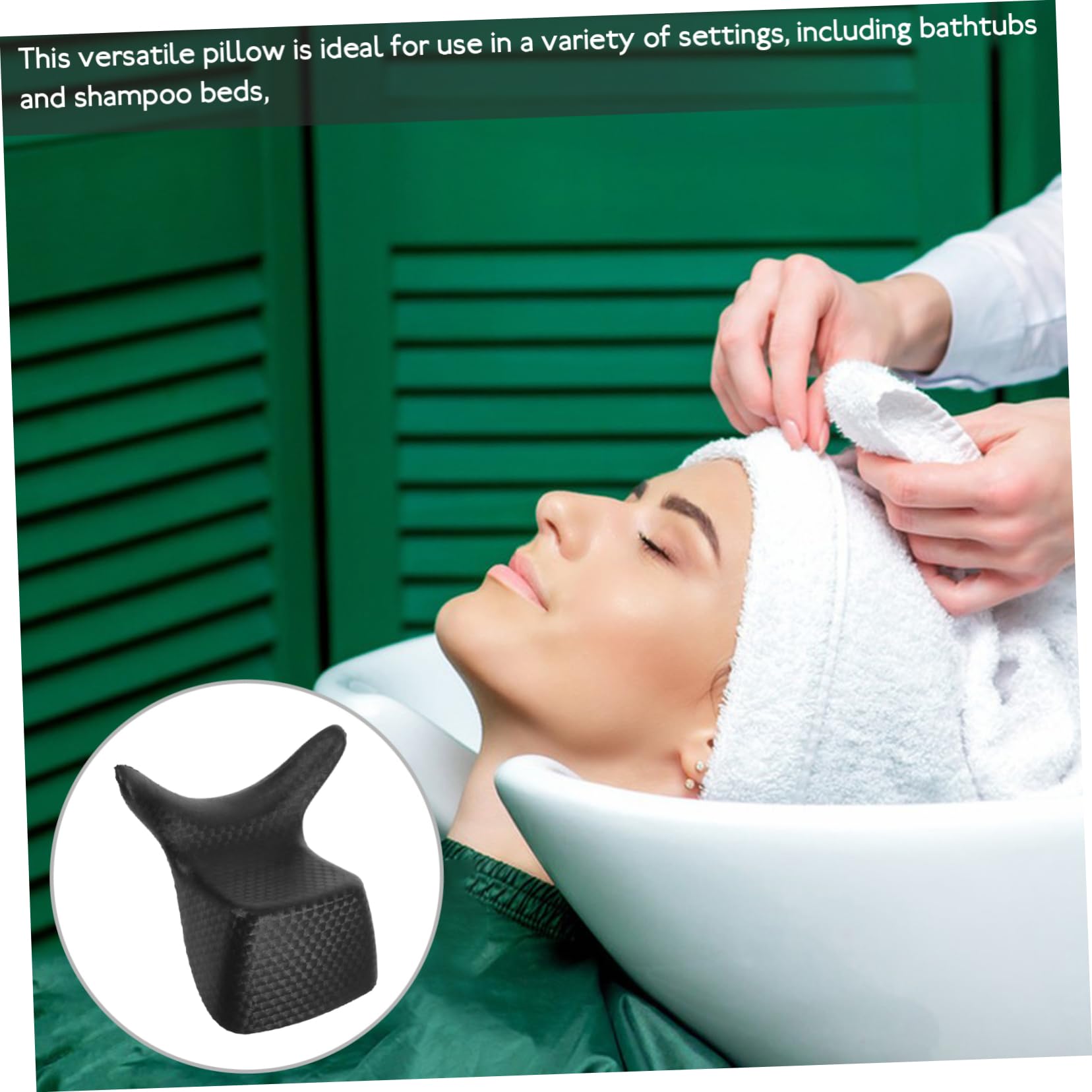 Almohada para Lavar el Cabello para Bañera, PVC Negro