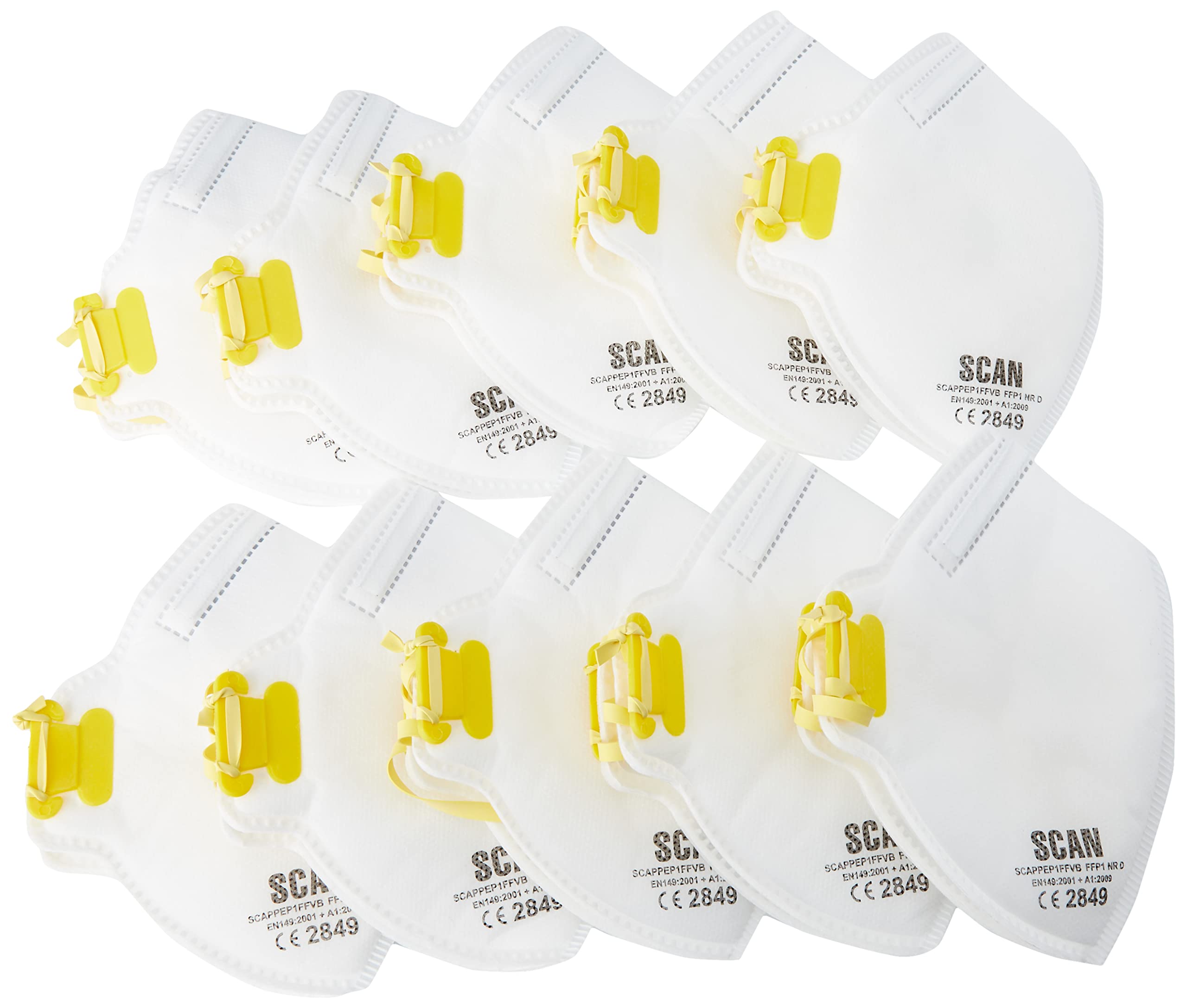 Scan 2Efa31 X 10 Fold Flat Valved Disposable Mask Ffp1 Pack Of 10 Scappep1ffvb 5023969313023