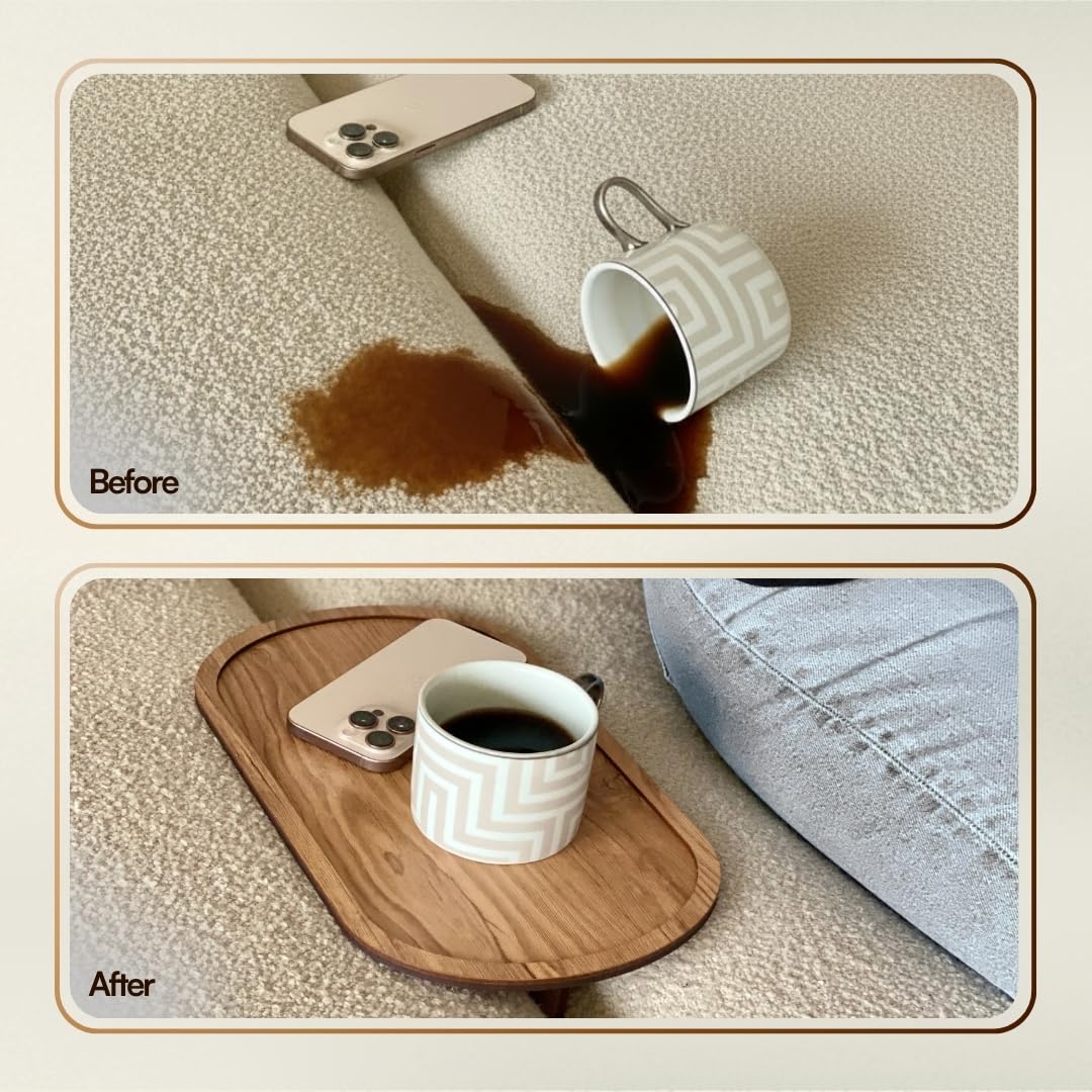 MASON HOME Elm Sofa Tray - Light Brown | Engineered Wood | Dining Tray | Home - Office - Living Room - Bed Room | Café & Hotels | Furniture | Serving Platter for Drinks - Appetizer - Snack Bowls 4