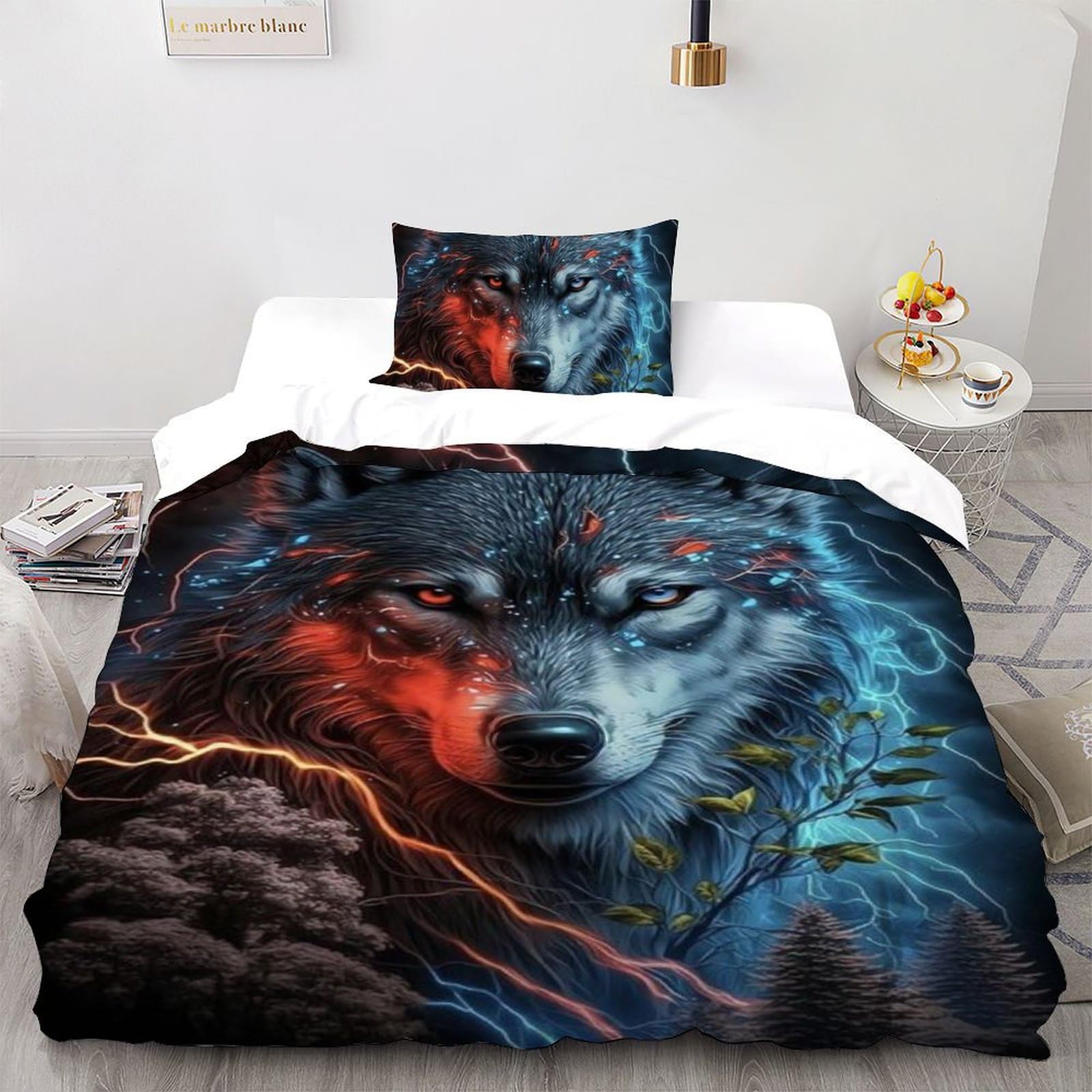 Parure de lit microfibre land animaux antianaphylactique housse de couette 135x200cm imprimé 3D