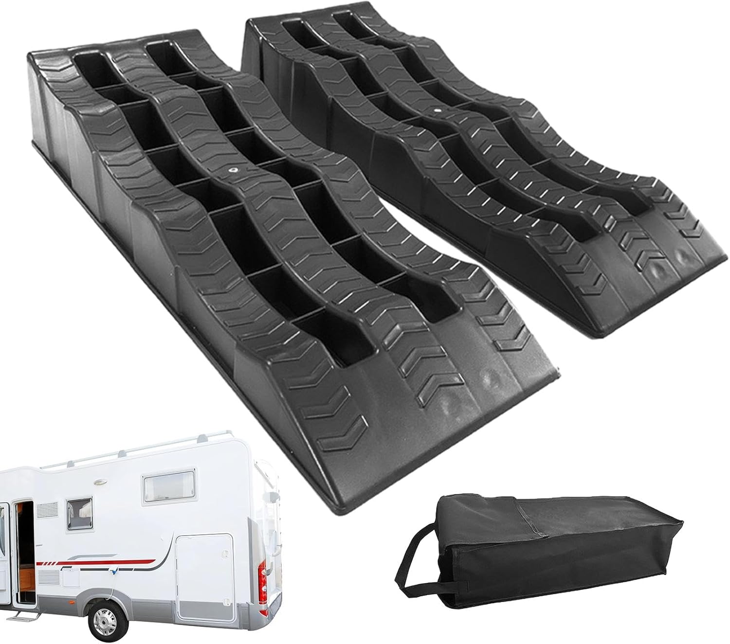 DOITOOL Unterlegkeile Für LKW & Wohnmobile - Radstabilisator Aus Holz Und Eisen Für Sicheres Parken