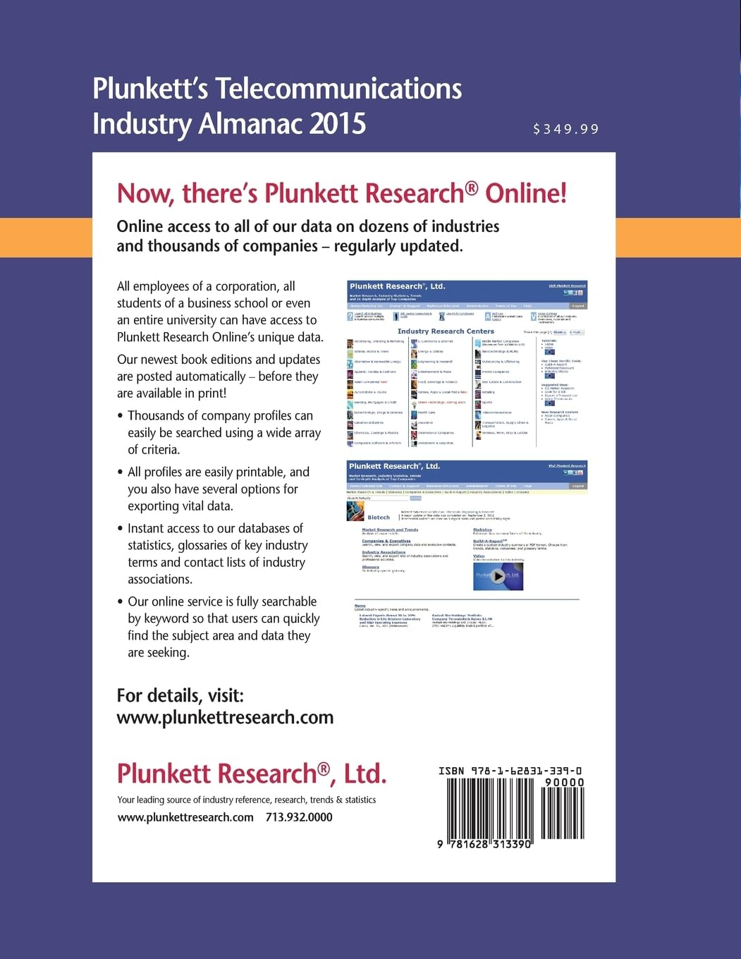 Plunkett's Telecommunications Industry Almanac 2015: Telecommunications Industry Market Research, Statistics, Trends & Leading Companies