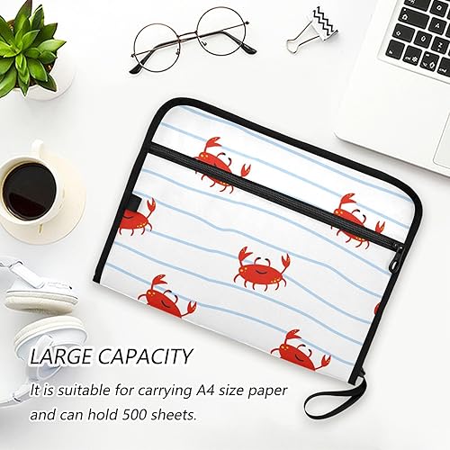 Miniatura 5 de susiyo Carpeta de archivos expansible con patrón de cangrejo rojo, 13 bolsillos, organizador expansible, carpeta de archivos para tamaño carta A4