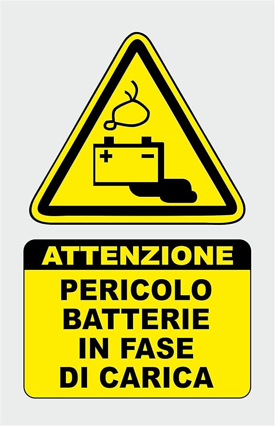 Adesivo Avvertenza Carica Batteria | Cartello Sicurezza GENE0041 | A1 Graphics