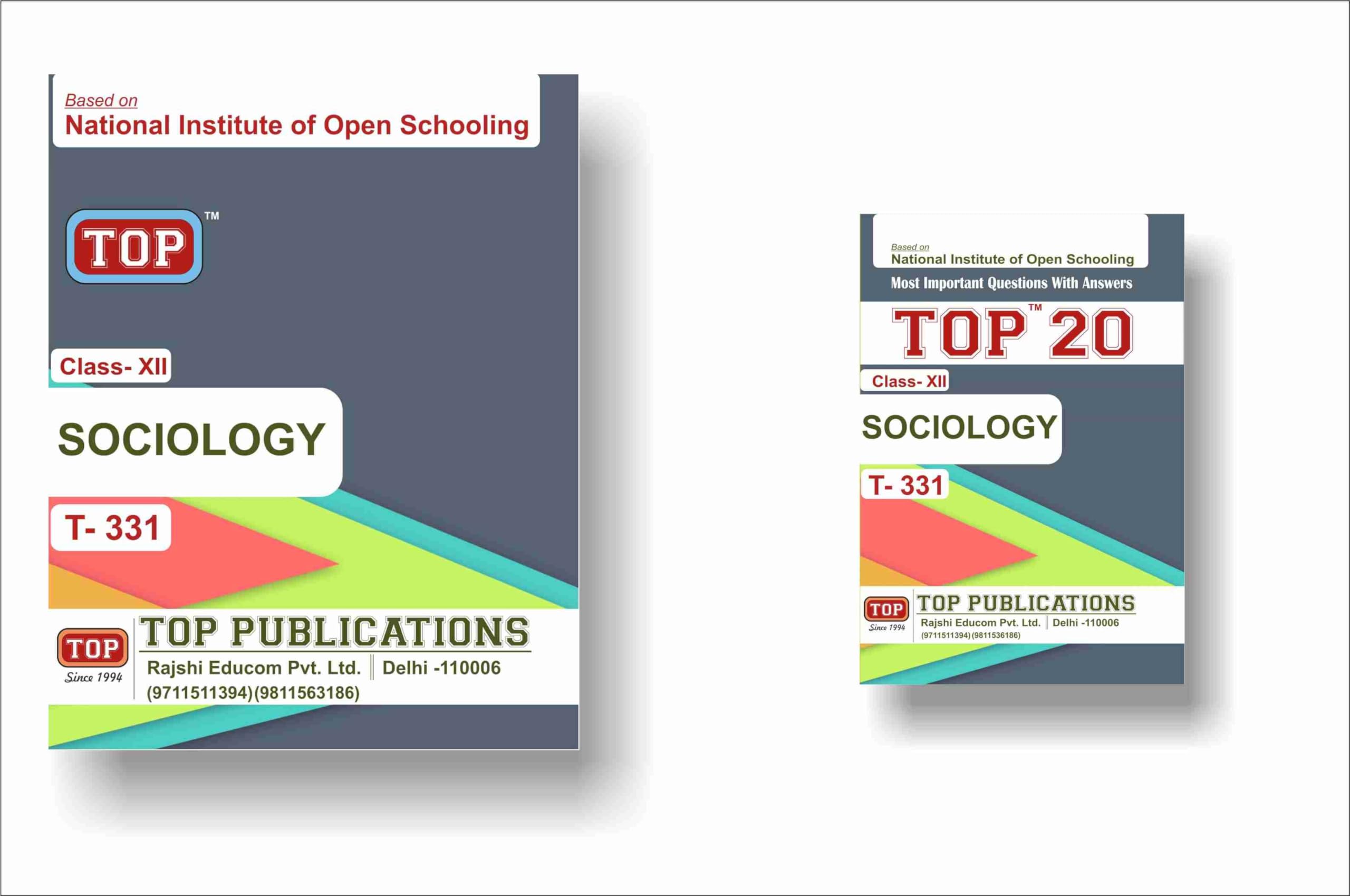 TOP NIOS Class 12 Sociology 331 Guide + TOP 20 Most Important Question Answers (Mini Book) - Set of 2 Books