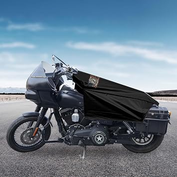 GARGOYLE BELLS Motorcycle Cover Seat Shade Cover Bike Covers Lightweight Half Covers Outdoor Sun Protection All Season Fits Various Motorcycle Models - Black, M