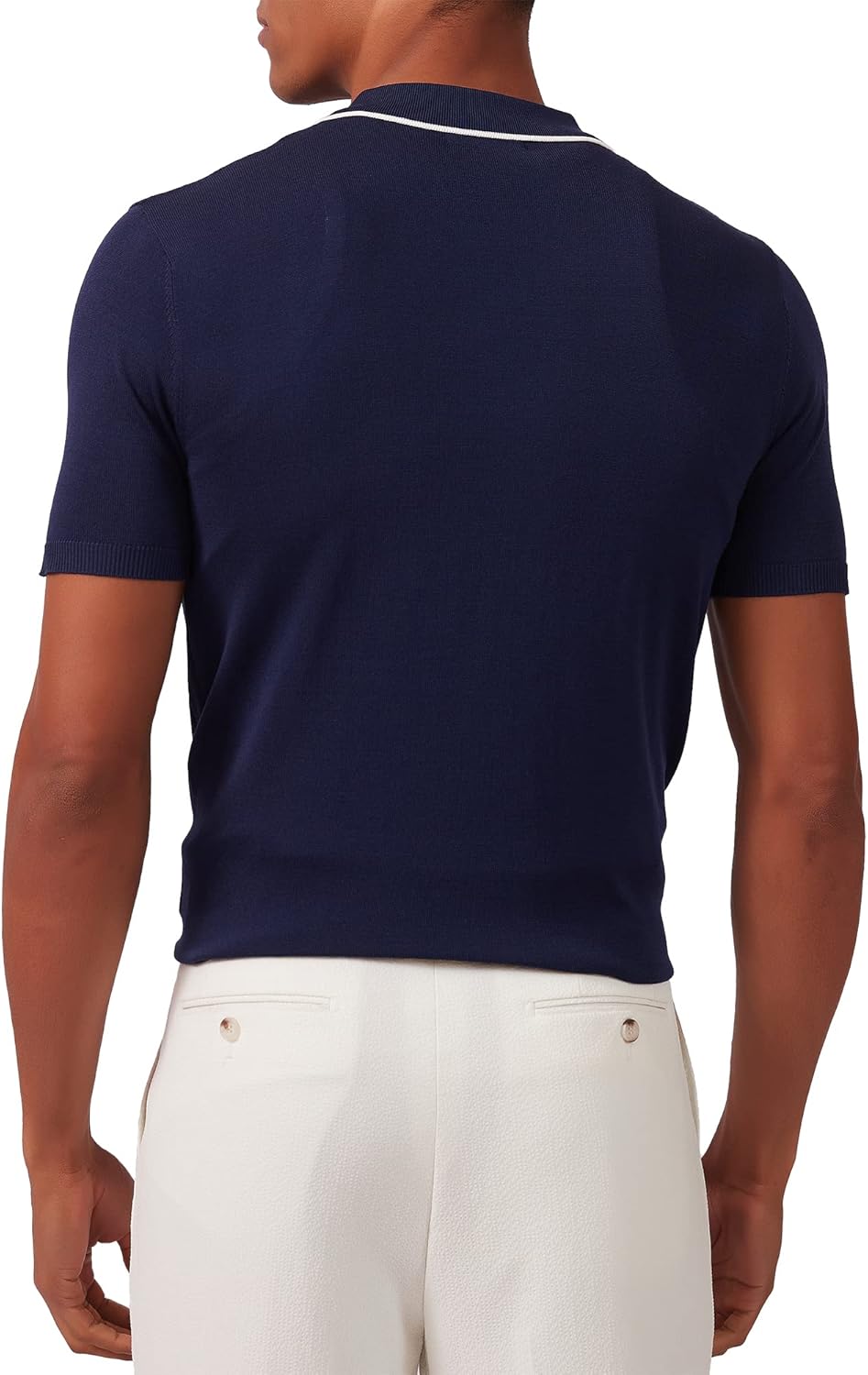 Kallspin Men's Vintage Knitted Polo Shirt Short Sleeve Solid Collared Golf Shirts with Button - Image 4