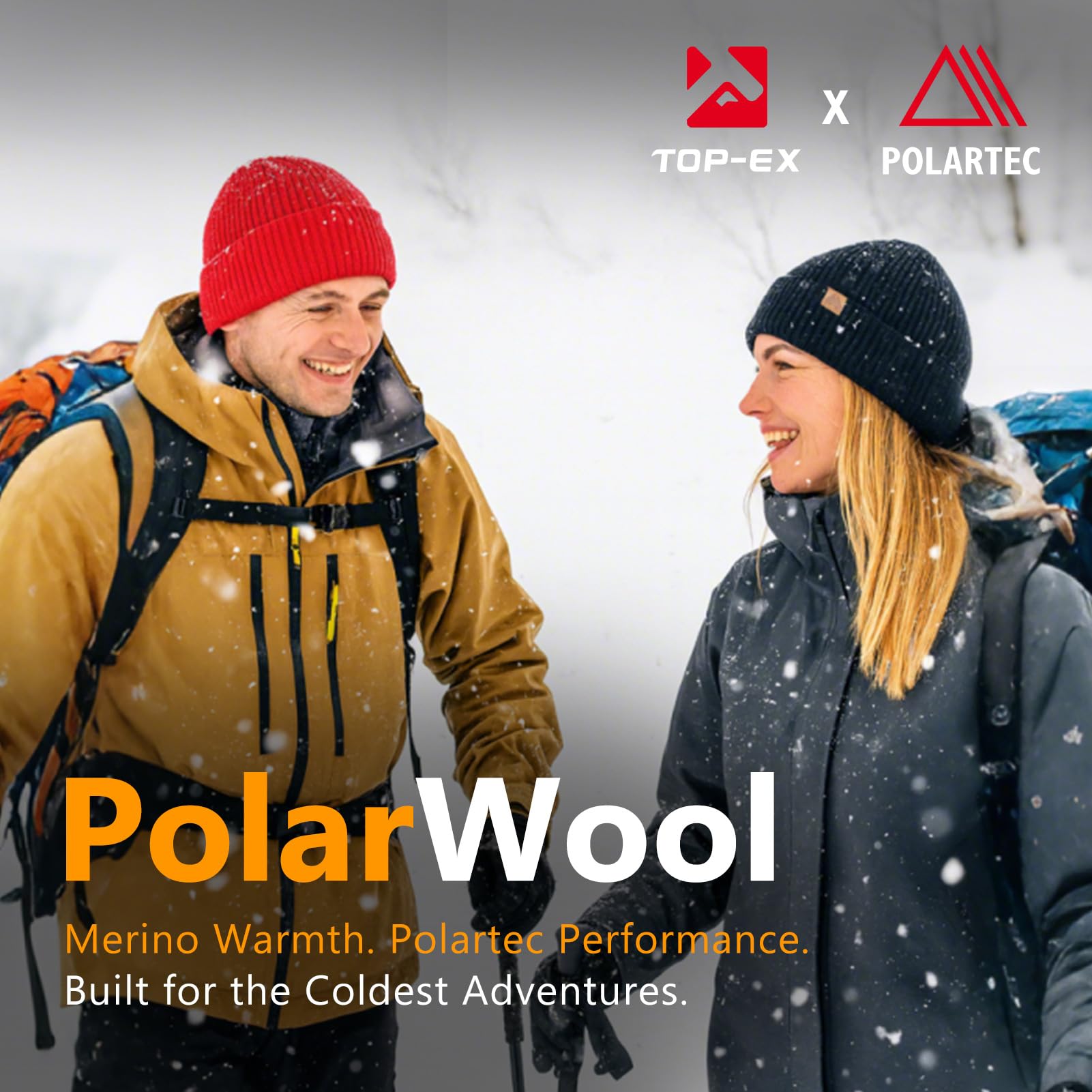 TOP-EX Gorro de lana merino M-XL con puños para hombre y mujer con forro polar, sombreros térmicos de invierno, gorro de punto de lana suave, gorro de esquí y correr