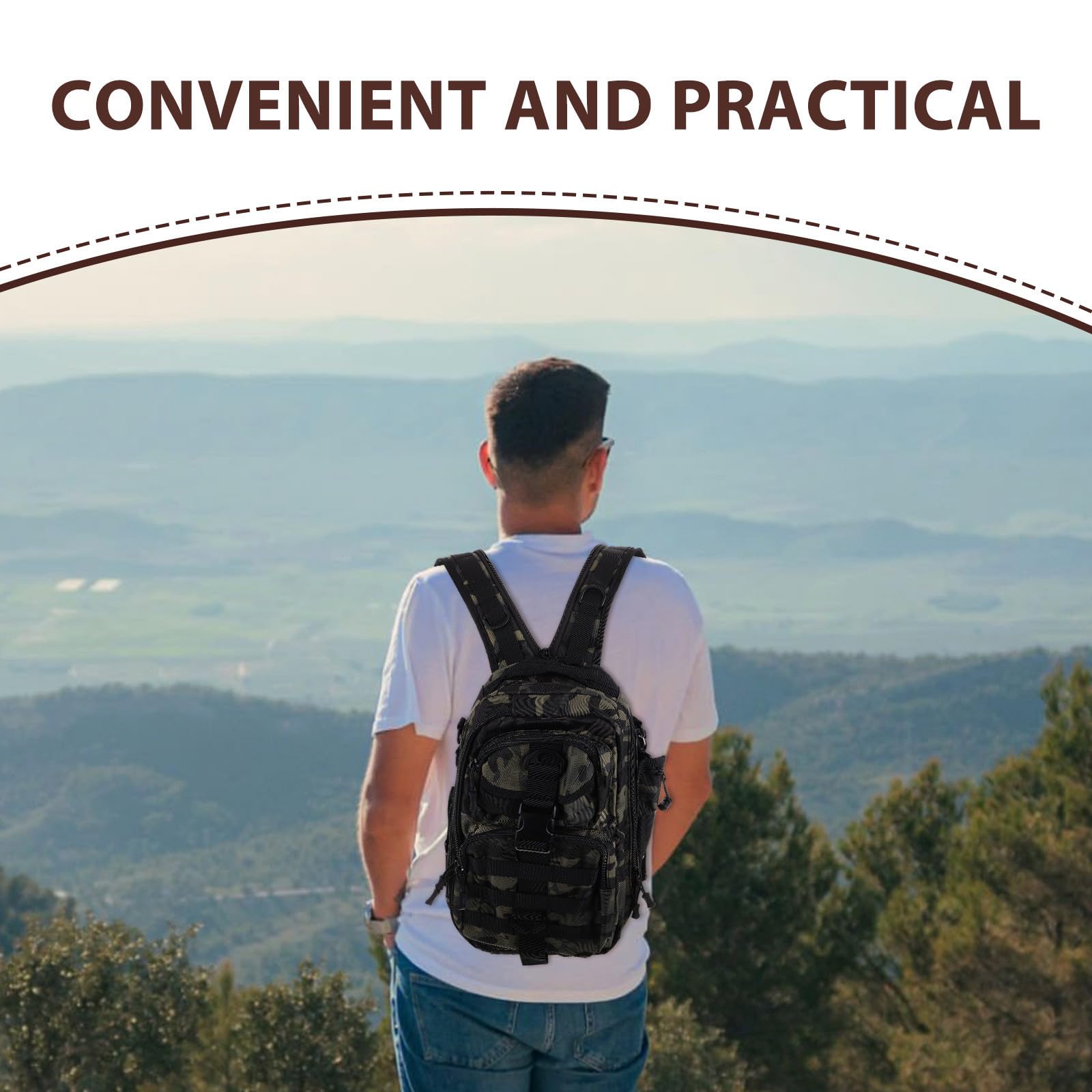 Multifunktionaler Reißfestes Polyester Großer Kapazität Angelrucksack mit verstellbare Schultergurte für Outdoor Abenteuer und Wandern