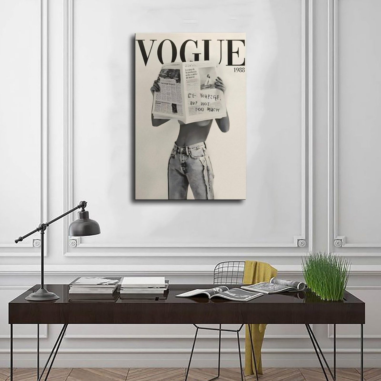 Poster sur toile tendance noir et blanc pour décoration de chambre à coucher, bureau, chambre, cadeau 60 x 90 cm