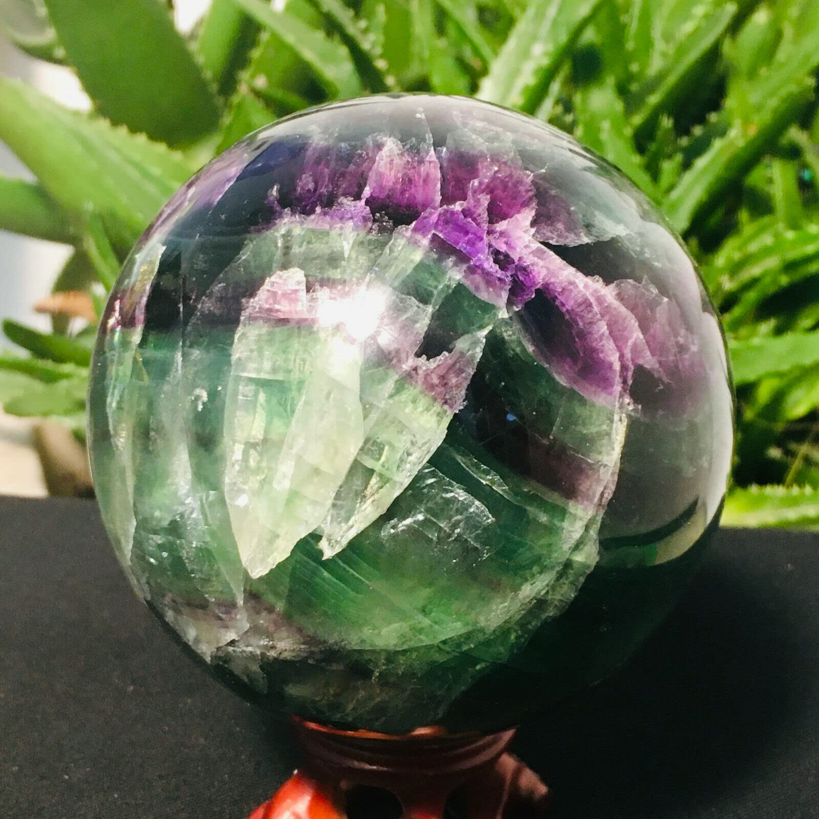 ZTBH Cristal de meditación Natural Bola de Cuarzo Pulido a Mano con fluorita de Color Natural 1pc Piedra de Cristal (Size : 55-60mm)