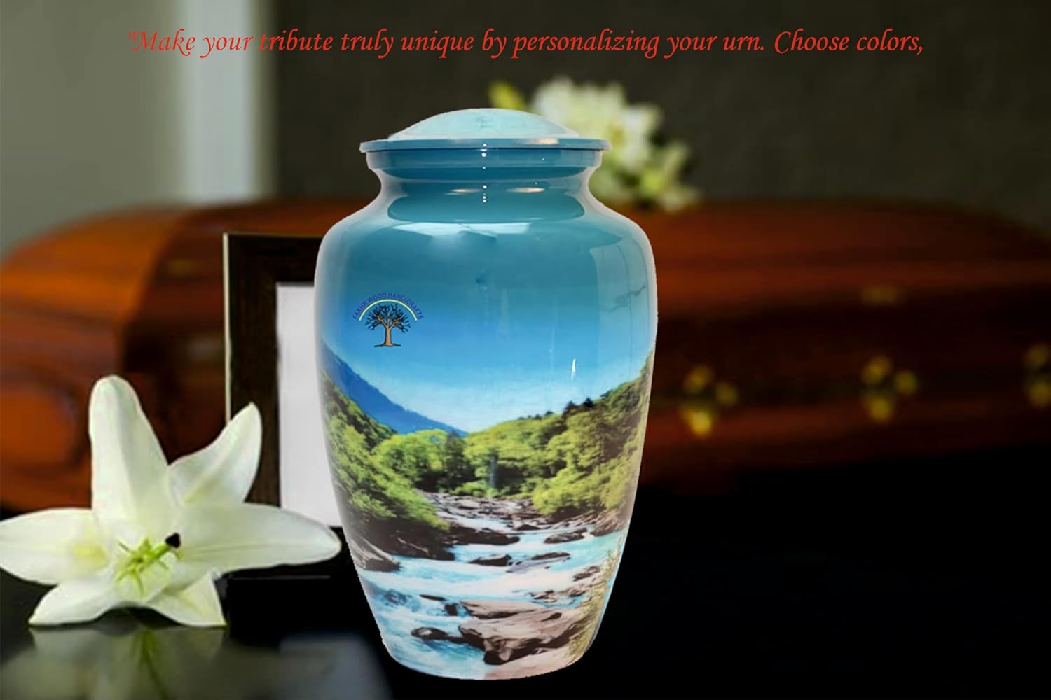 Large Cremation Urn for Human/Pet Ashes Funeral Memorial Keepsake Burial Printed Decorative Urns for Ashes - Blue Ocean