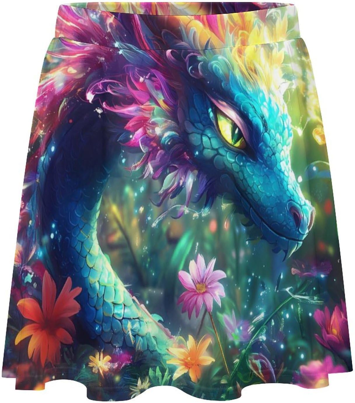 Dragon And Flower Women Tennis Skirt Print Golf Skirts Mini Casual Workout Skorts