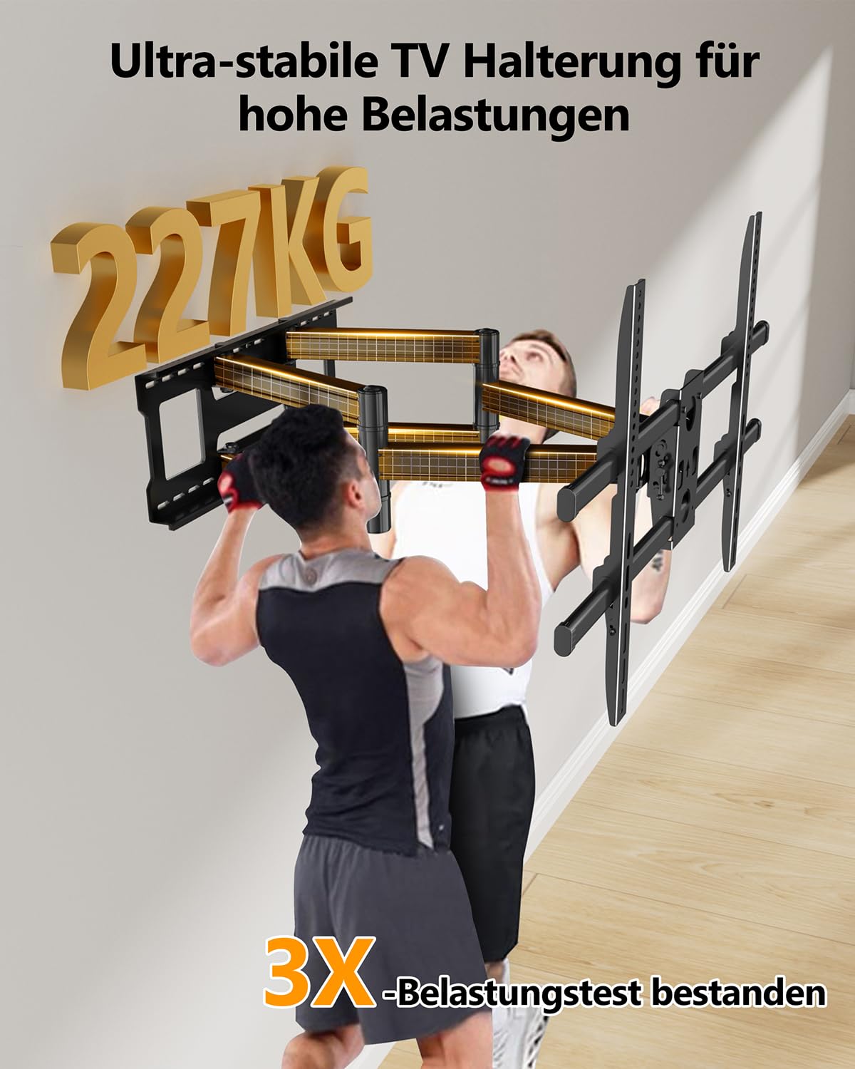 Heavy Duty XXXL TV Wandhalterung Schwenkbar für 60-120 Zoll Flach & Curved Fernseher, Fernseher Halterung für Wand, Neigbar und Ausfahren TV Halterung bis 125kg, VESA 200x100mm zu 1000x600mm