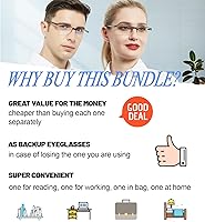 Vista 7 de Paquete de 4 lentes de lectura negros 1.0 para hombres y mujeres, con bloqueo de luz azul, lectores de computadora 1.0 1.25 1.5 1.75 2.0 2.25 2.5
