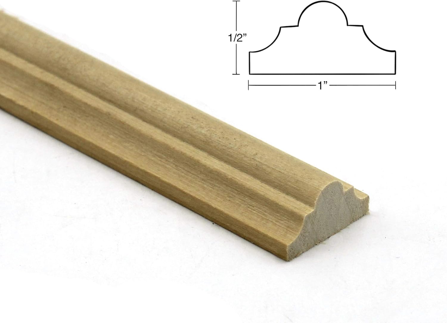 1/2" x 1" Poplar (Paint Grade) Hardwood Panel Molding, Decorative Trim (10, 3 ft.)