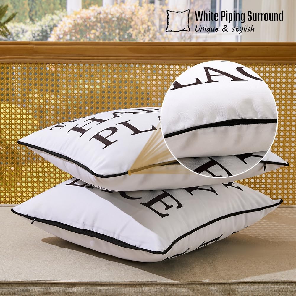 Porch Decor White Outdoor Pillow Cover Waterproof 18x18, Double-Sided Print image 5