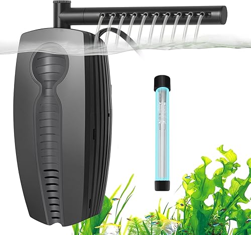 Miniatura 9 de FEDOUR Filtro de acuario U-V de 165 GPH de 8 W, filtro interno sumergible U-V para tanque de 10 a 50 galones, con algodón bioquímico