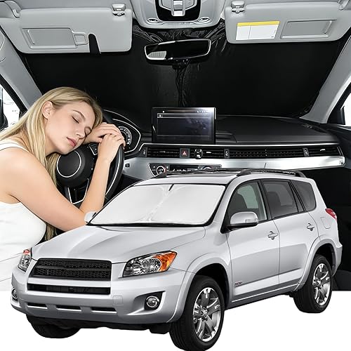 Miniatura 61 de Parasol de 4 capas para parabrisas, ajuste personalizado, tela 240T, parasol retráctil que bloquea los rayos ultravioletas, accesorios para automóvil