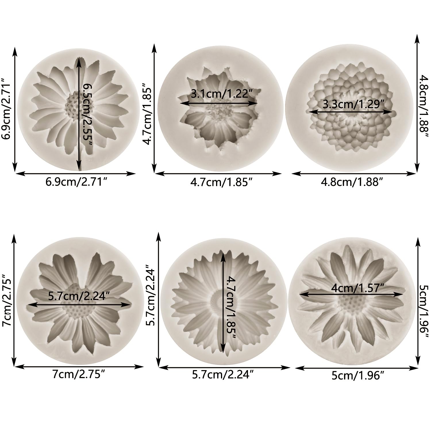 Set Di 6 Stampi In Silicone A Forma Di Fiore Di Crisantemo E Margherita: Per Dolci, Cioccolato E Argilla - 2