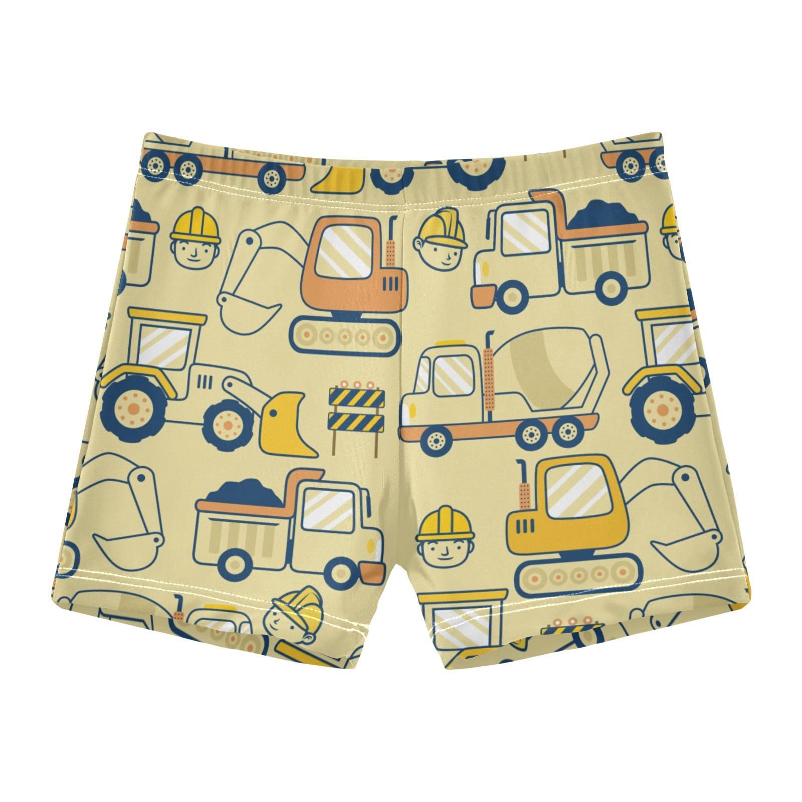 ZZKKOConstruction Vehicles Beige Boys Swim Trunks Swimsuits for Toddler Boy Swim Shorts Trunks 3T
