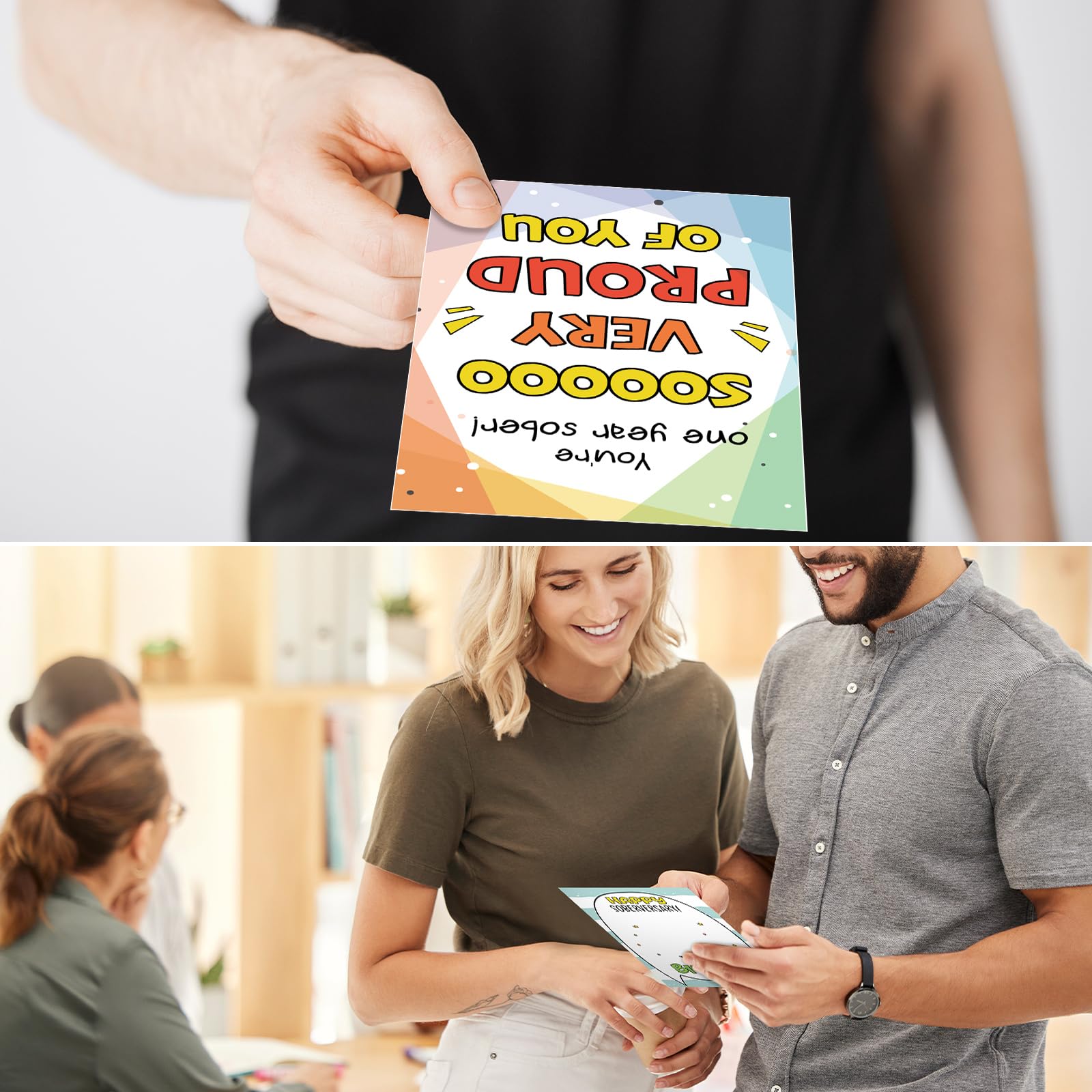 Motiskyy Paquete de 24 tarjetas y sobres divertidos de sobriedad de 4 x 6 pulgadas, regalos de sobriedad, motivación, tarjetas de aniversario sobriedad, tarjeta de cumpleaños para hombres y mujeres,
