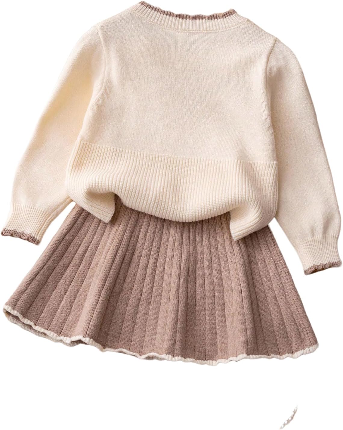 Verdusa Girl's 2 Piece Cozy Sweater Sets Cute Bow Pullover Sweaters with Pleated Skirt Comfy Set - Image 2