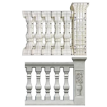 5 PCS 90CM Height Industrial Grade Concrete Baluster Mold + 1 PC 105CM Spacer Balcony Mold Set, Reusable Cement Form for Outdoor Balcony, Patio, Villa Garden Fence Casting Model 1