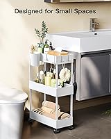 Vista 3 de Pipishell Slim Storage Cart with Wheels, Bathroom Cart Organizer Storage Small, Rolling Carts for Bathroom, Laundry Room, Kitchen, Narrow Space