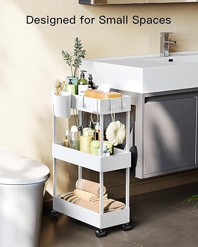 Miniatura 3 de Pipishell Slim Storage Cart with Wheels, Bathroom Cart Organizer Storage Small, Rolling Carts for Bathroom, Laundry Room, Kitchen, Narrow Space,