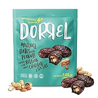 Vista 1 de DORREL - Dátiles cubiertos de chocolate negro belga (Medjool) con relleno de cacahuetes salados, bocadito de chocolate vegano de alta energía