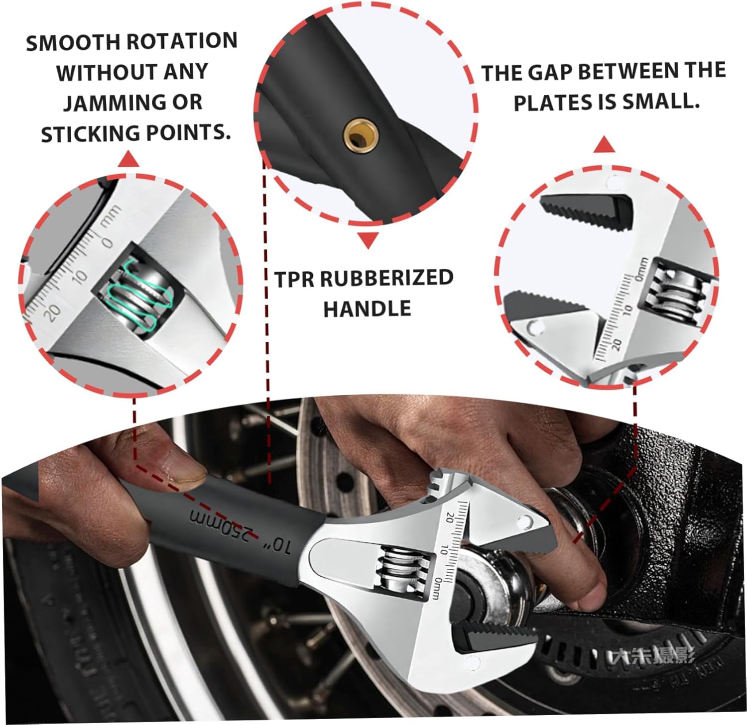 Auto-Lock Self-Tightening Wrench – 8" High Carbon Steel Ratchet Adjustable Wrench, Non-Slip 2-in-1 Tool for Multi-Size Bolts & Pipes, Ideal for Mechanics, Electricians, and Household Use