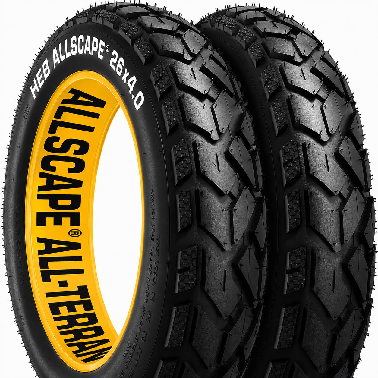 HEB ALLSCAPE Ebike Tires, Fat Tire, All Terrain Tread, 2 Pack