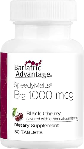 Bariatric Advantage B-12 Speedy Melts, suplemento de vitamina B12 de 1000 mcg, fusión rápida con 200 mcg de ácido fólico para apoyo nutricional,