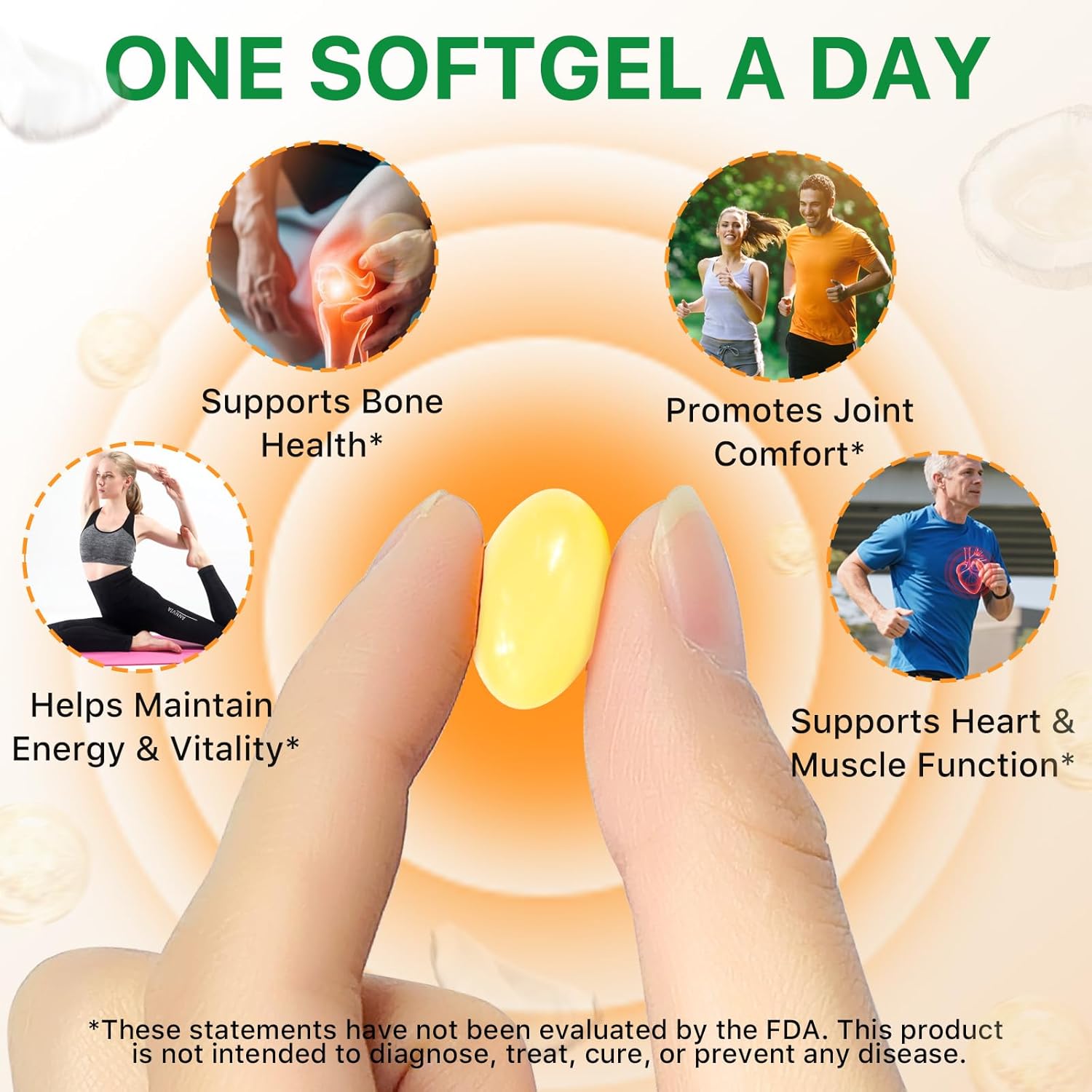 lofuanna Vitamin D3 K2 Supplement Softgels, 2 in 1 Vitamin D3 & K2 with Coconut Oil Supplement - Supports Heart, Teeth & Bone Health, Free of GMO & Gluten - Image 4