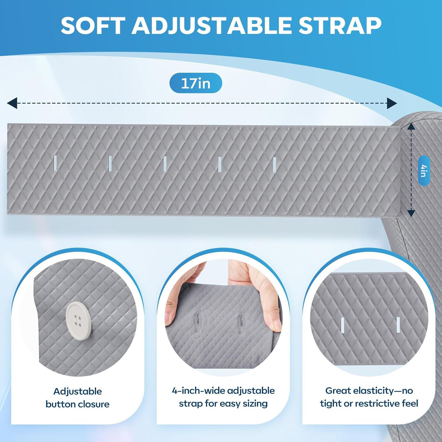 Knee Pillow for Side Sleepers with Adjustable Strap – Memory Foam Leg Cushion, Comfortable Sleeping Support for Sciatica Relief, Back, Hip, Knee & Joint Pain, Spine Alignment (Gray)