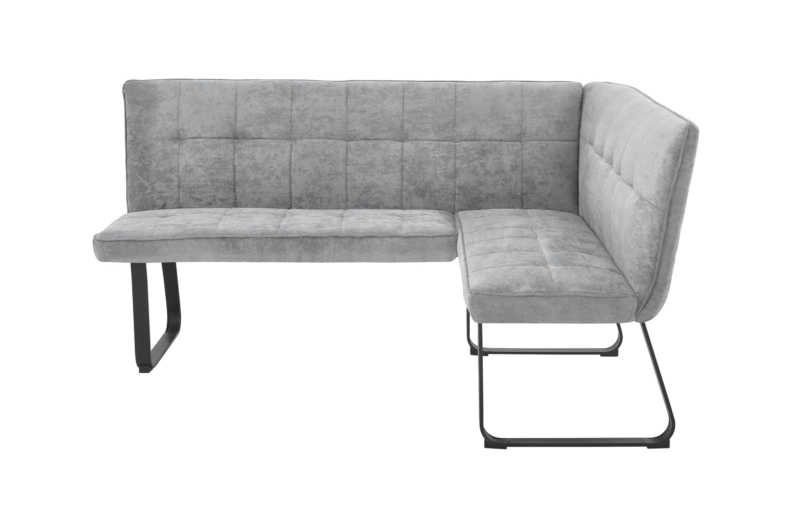 byLIVING Eckbank TALEA, Webstoffbezug in hellgrau, Gestell schwarz, Essbank | Eckbank in L-Form, langer Schenkel links, Nosagfederung, Sitzbank, 168 x 128, H 93,5 cm