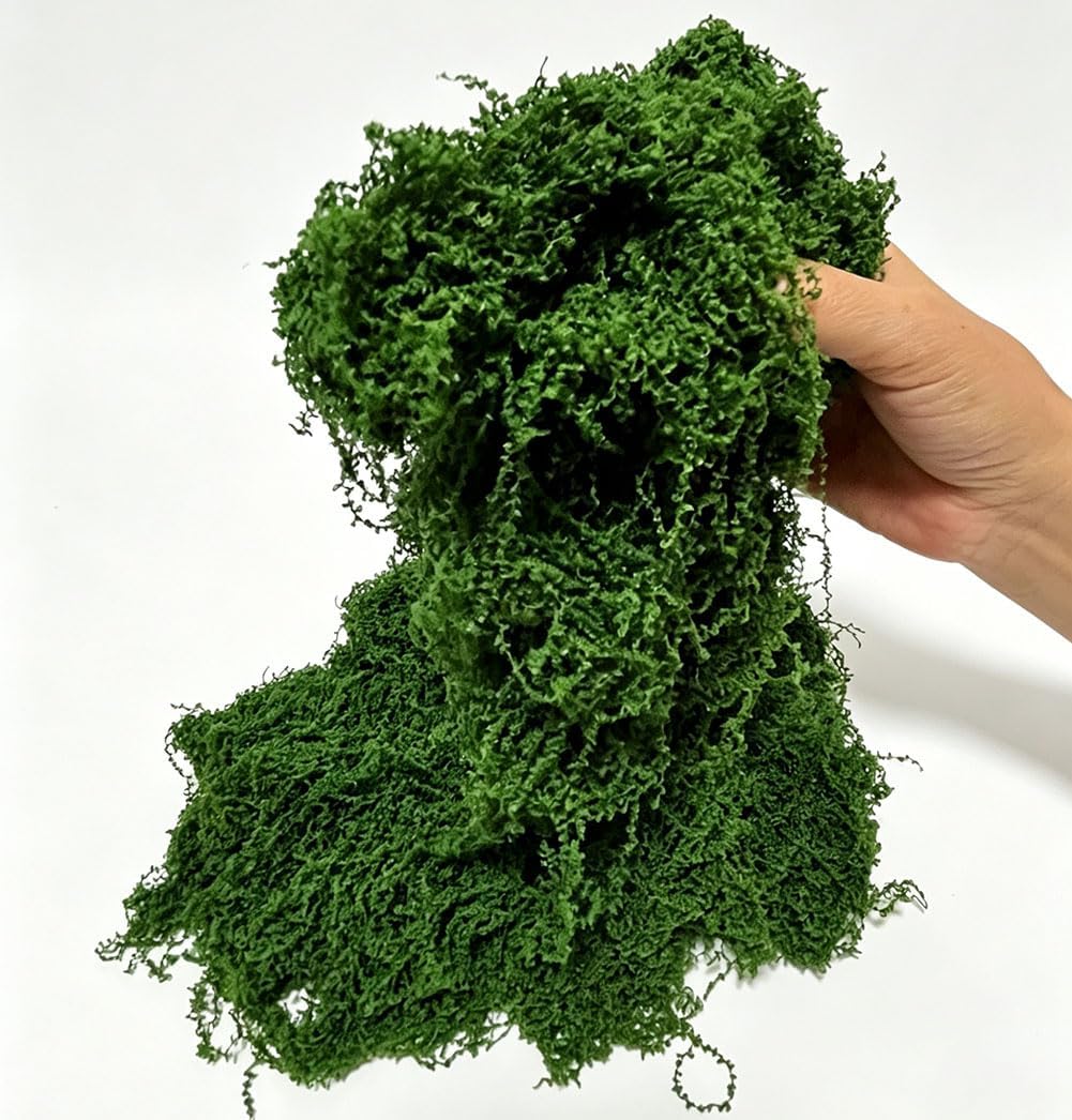 Dark Green Realistic Artificial Moss Fake Moss for Floral Arrangements Fairy Garden Crafts Indoor Green Faux Grass Wall Decor Gardens and Glass Jars(60g)