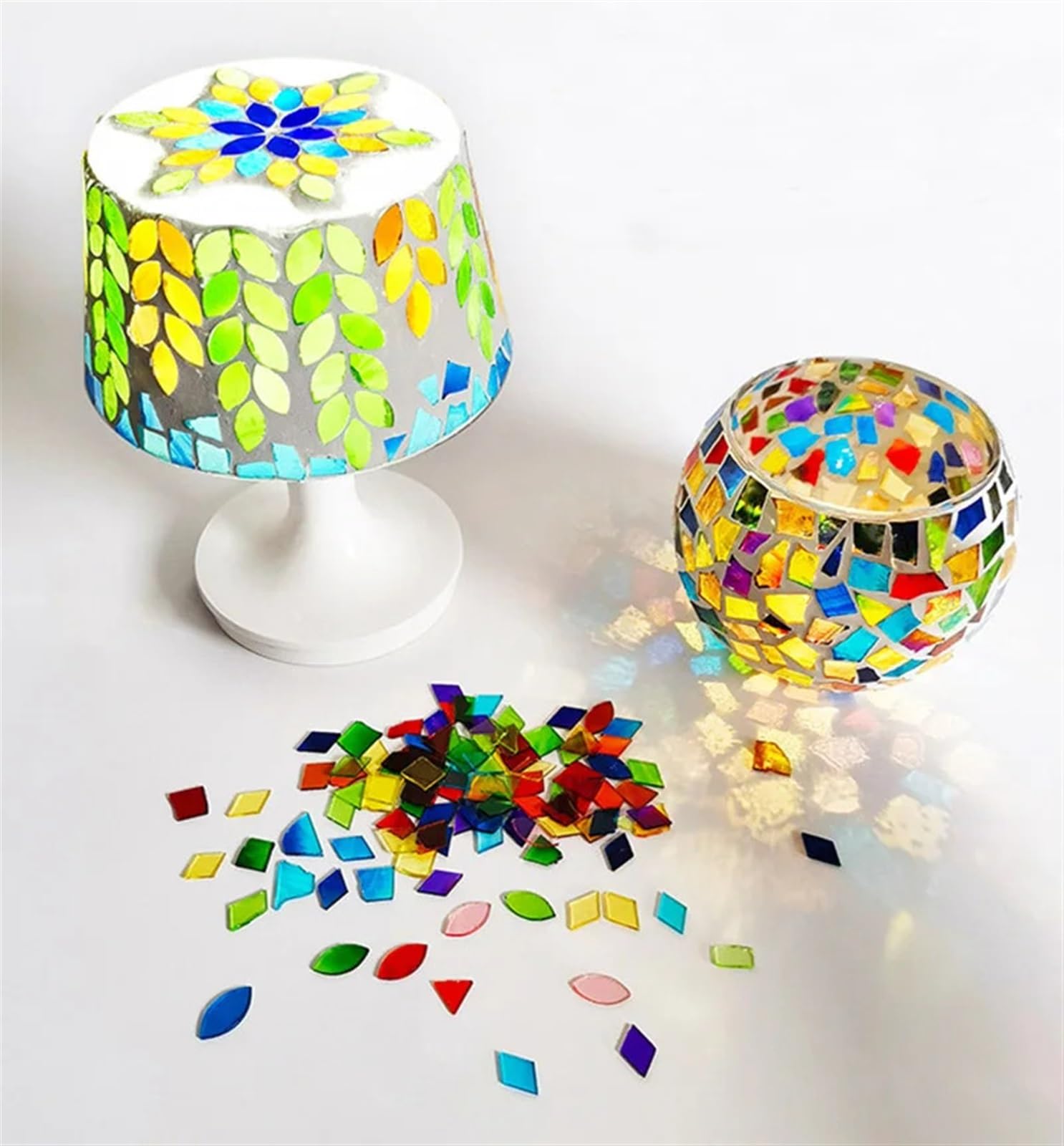 MEYTXOA Kit Mosaico Piastrelle a mosaico in vetro cristallo sottile da 100 g/1000 g, realizzate artigianalmente for creare decorazioni for la casa raffinate for artisti