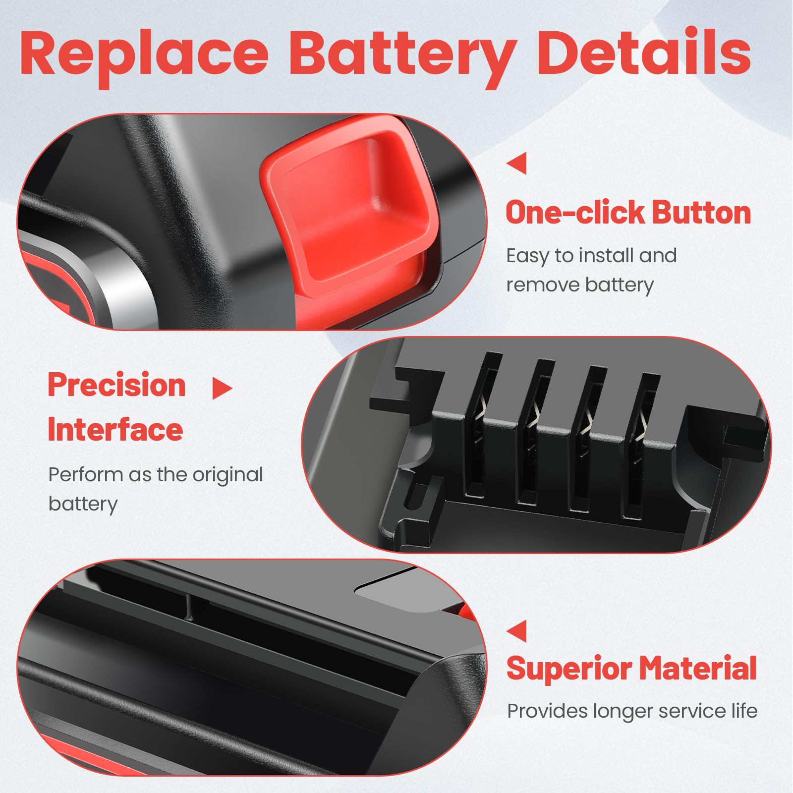 Djsanu 20V Max 6000mAh Replace High-Capacity Battery for Black and Decker 20V Lithium Battery, Compatible with Black & Decker 20 Volt LBXR20 LBXR2020 & Power Tools Weed Eater, Drill, Leaf Blower