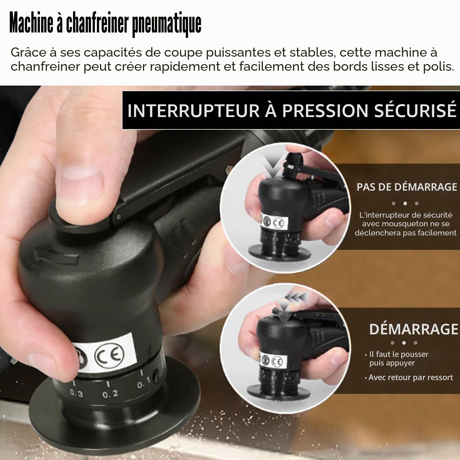 Machine De Chanfreinage Pneumatique, Chanfreineuse Pneumatique Mini Outil De Chanfreinage à Air Pneumatique Pour Le Chanfreinage Et L'éBavurage Outil D'éBavurage En MéTal Portable 30 000 Tr/Min