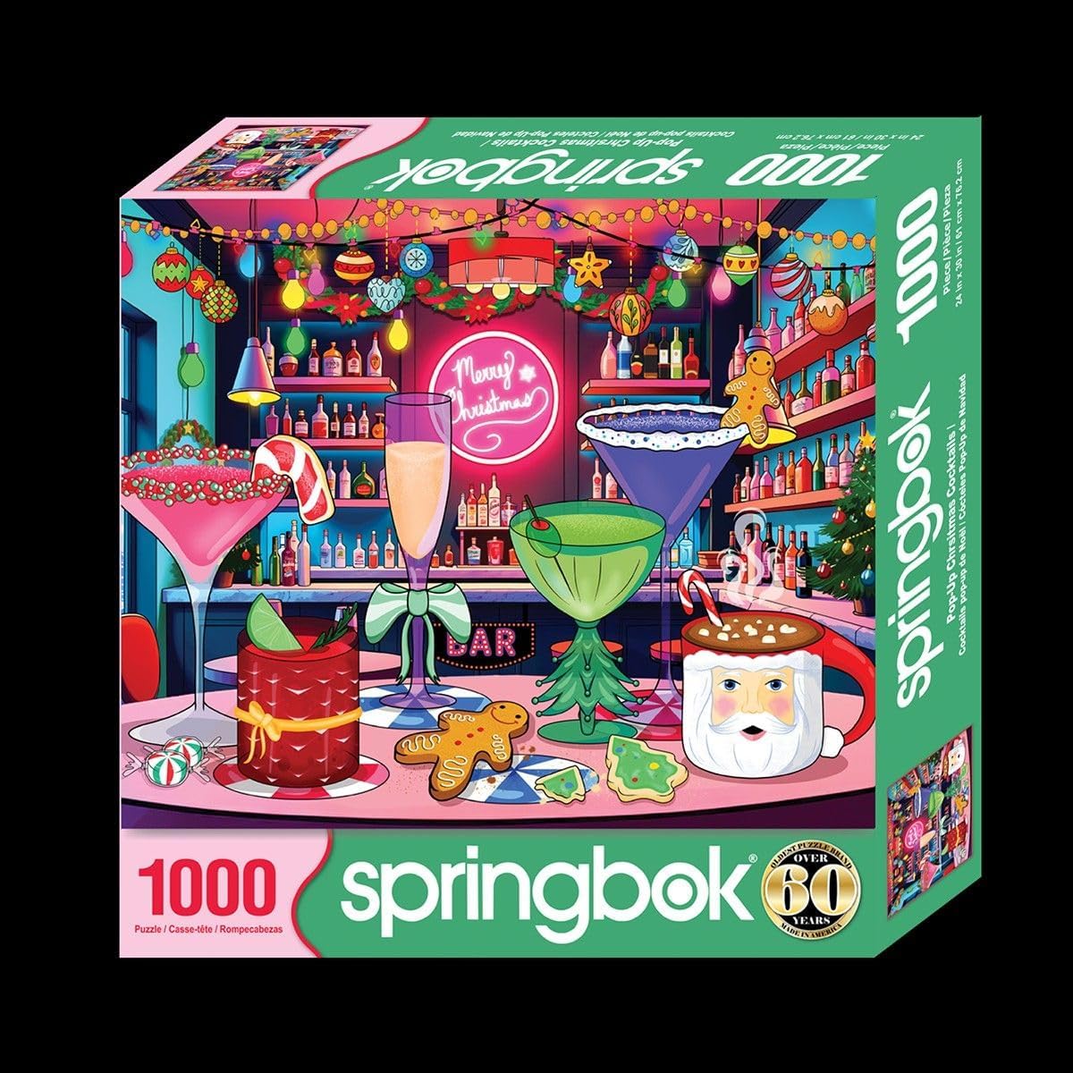 Springbok Pop-up Christmas Cocktails 1000 Piece Puzzle for Adults- Perfect Puzzle for a Holiday Party with Friends!