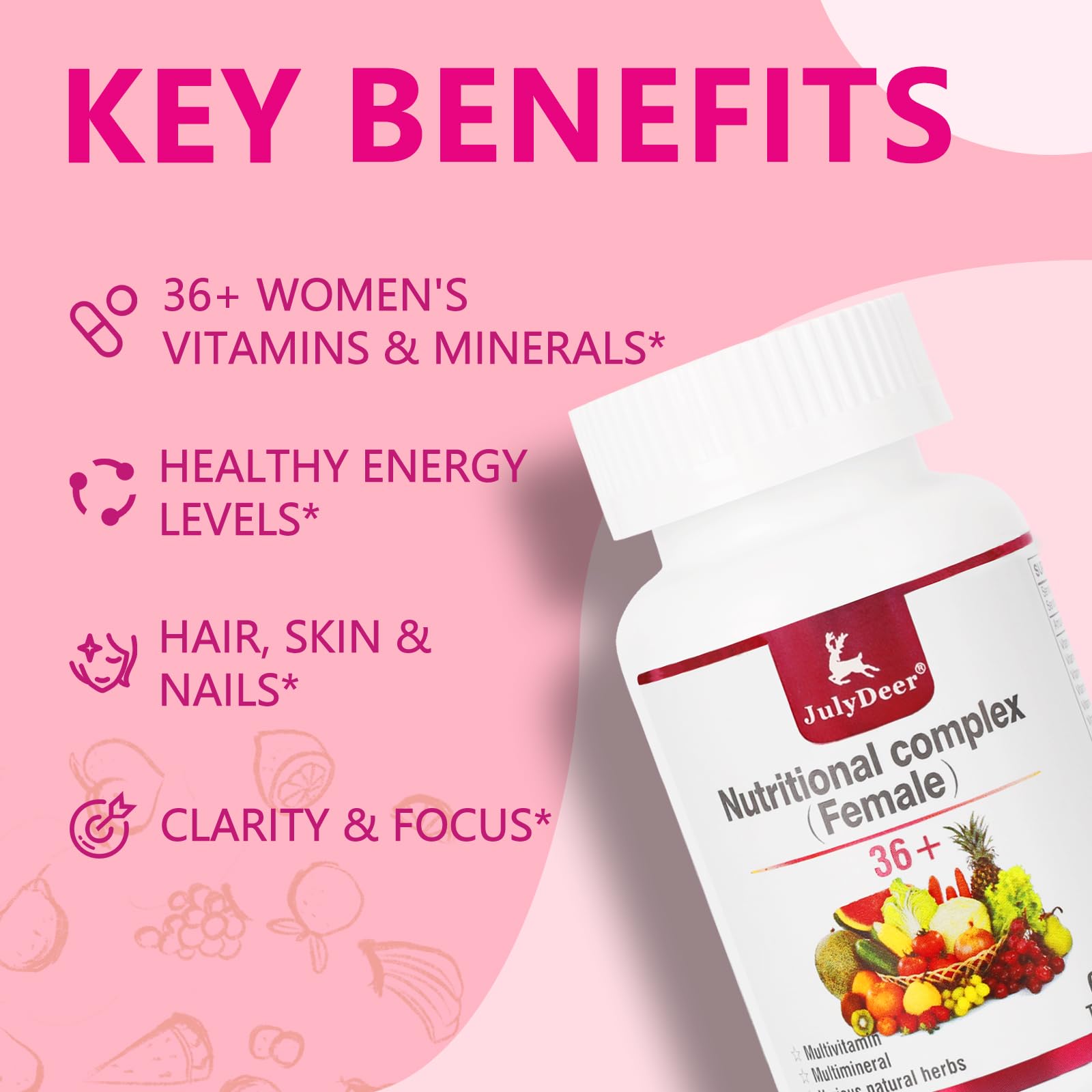 JulyDeer Multivitamin for Women 60 Tablets Complete Multimineral & Vitamin — Amazon image 2