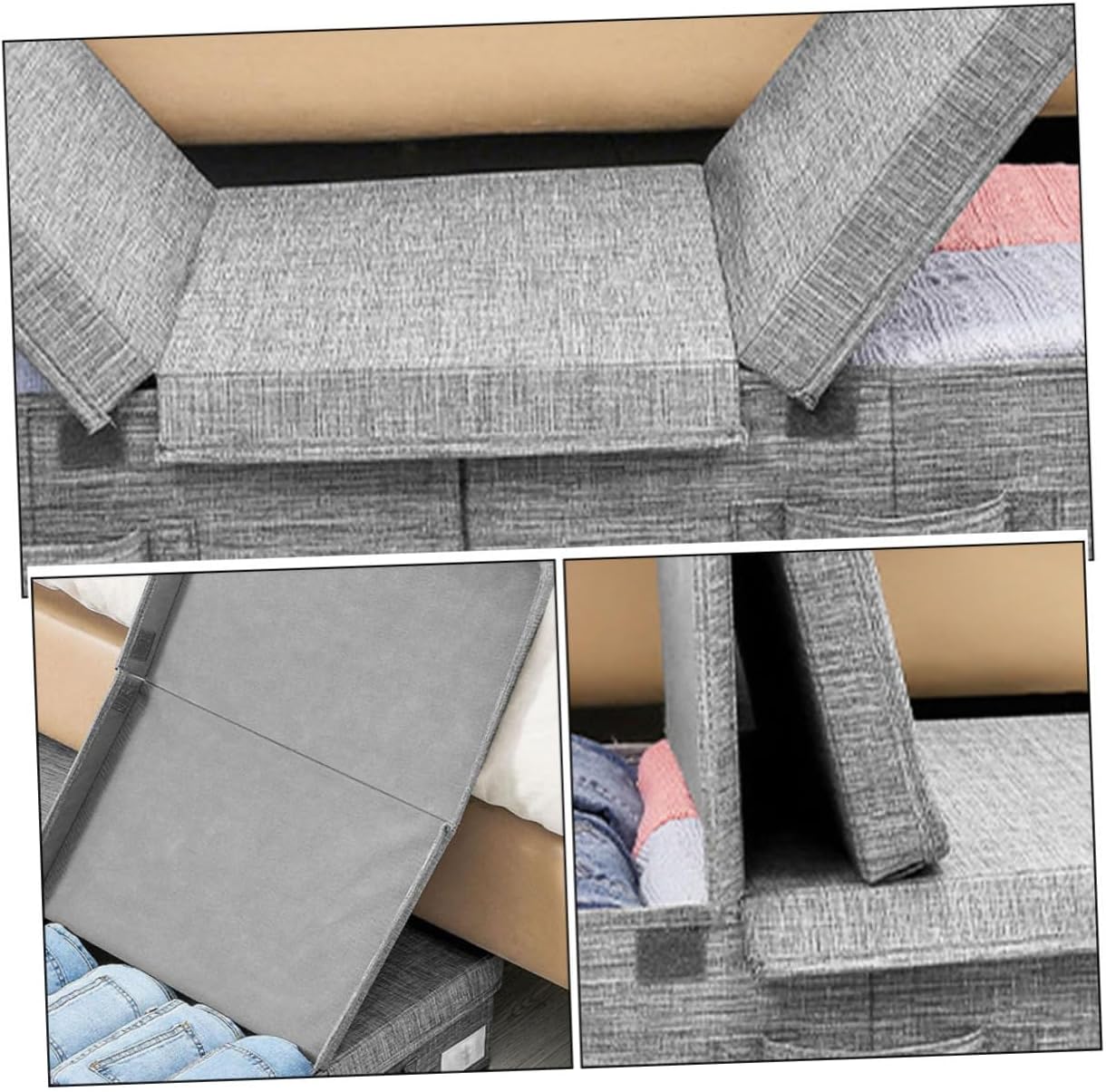 Foldable under Bed Storage Bin Multi-functional Clothing Organizer Box for Quilts Blankets