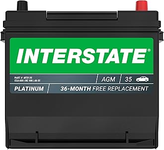 Interstate Batteries Automotive Battery 12V 55Ah (Group Size 35) 650CCA SLI AGM Auto Battery Replacement for Cars, SUVs, Sedans, Trucks (MTX-35)