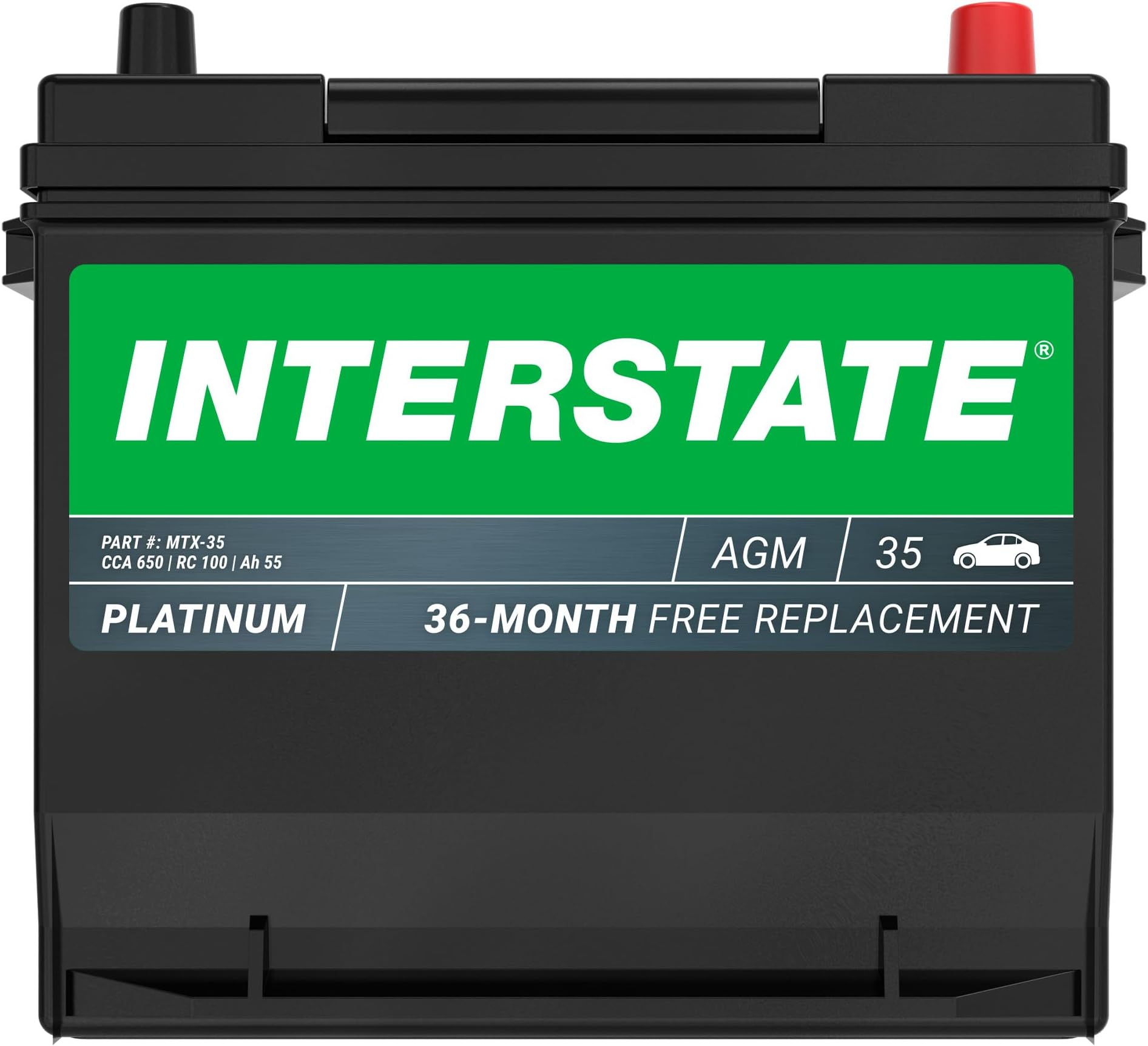 - Automotive Battery 12V 55Ah (Group Size 35) 650CCA SLI AGM Auto Battery Replacement for Cars, SUVs, Sedans, Trucks (MTX-35)