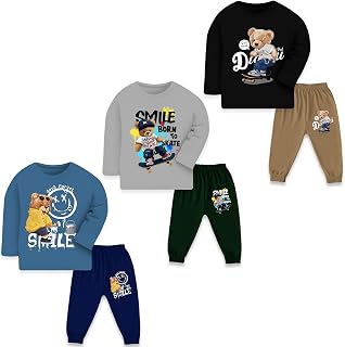 TS LAVI TAVI Toddler Boys & Girls Cotton Printed T-Shirt Pyjama Set | Full Sleeve Top & Jogger Pants | Soft Cotton Nightwe... Price In India